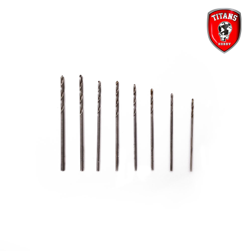 TITANS HOBBY: Set #2 of 8 modelling drill bits (mm.0,8-0,9-1,0-1,1-1,2-1,3-1,4-1,5)