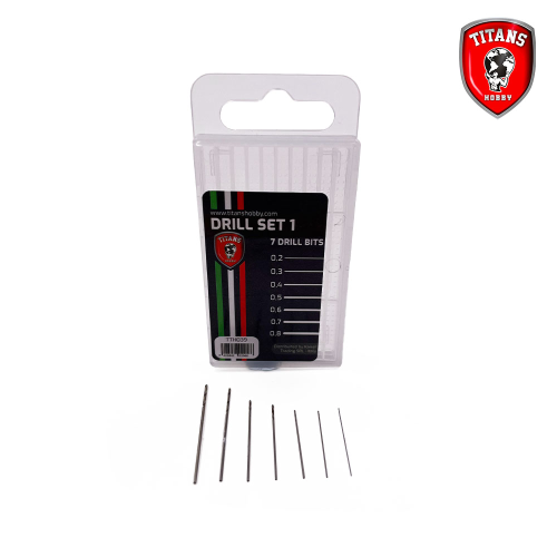 TITANS HOBBY: Set #1 of 7 modelling drill bits (mm.0,2-0,3-0,4-0,5-0,6-0,7-0,8)