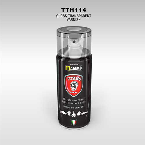 TITANS HOBBY: VERNICE TRASPARENTE LUCIDA - 400ml Spray per plastica, mettalo e resina