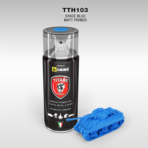 TITANS HOBBY: reay to paint! - TITANS HOBBY: PRIMER Space Blue Opaco -  400ml Spray per plastica, metallo e resina