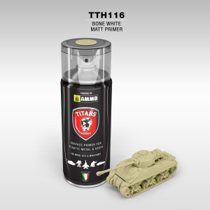 TITANS HOBBY: Bone White Matt Primer (100%=Ammo of Mig color 0017) - 400ml Spray for Plastic, Metal & Resin