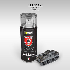TITANS HOBBY: Gun Metal Primer (100%=Ammo of Mig color 0045) - 400ml Spray per plastica, mettalo e resina